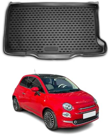 OMAC Alfombrilla Maletero Bandeja Maletero Compatible con FIAT 500-500C 2007-2026 Goma TPE Negro