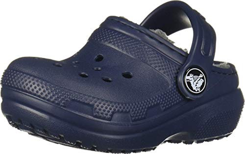 Crocs Classic Lined Clog Kids, Unisex Kids’ Clogs, Blue (Navy/Charcoal 459), 12 (29/30 EU)