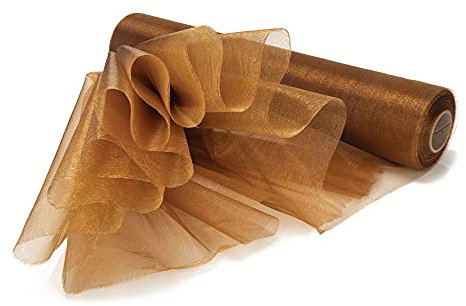 WedDecor 25 m x 29 cm Schnee-Organza-Rollen Glitzerstoff für Tischläufer, Schärpen, Hochzeitsdekoration, Stuhlbezüge, Schleifen, Tischhintergründe, Bastelbedarf, Schokoladenbraun