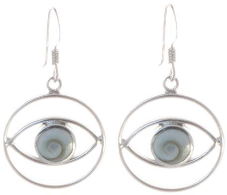 Muschel Kreiselschnecke Operculum Shiva Eye Ohrhänger 925er Sterling-Silber