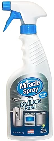MiracleSpray for Stainless Steel Cleaning - Remove Fingerprints and Smudges from Kitchen Appliances, Oven, Grill, Refrigerator, Microwave, Sink, Hood - Includes Microfiber Towel - (16 Ounce Kit)
