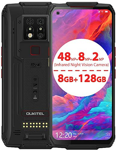 OUKITEL WP7 Flaggschiff Outdoor Handy ohne Vertrag, 48MP Dreifachkamera+8MP IR Nachtsichtkamera, 16MP Frontkamera, Helio P90 8GB + 128GB, 8000mAh Akku, NFC, 6,53 ”FHD + Robust Smartphone Schwarz
