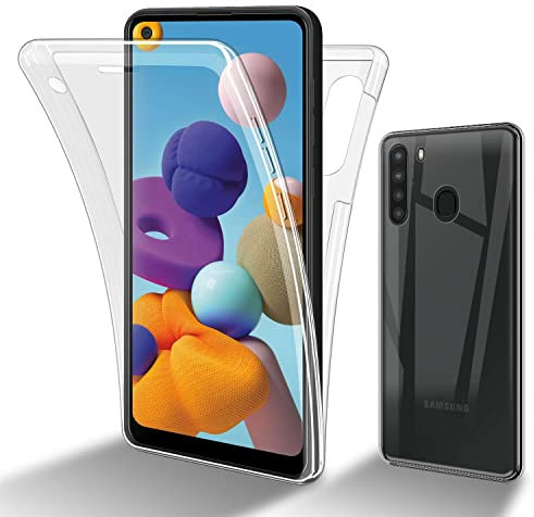 Cadorabo Hülle kompatibel mit Samsung Galaxy A21 Schutzhülle TPU Silikon Case 360 Slim Kratzfest Weiche Gummi mit Rundumschutz Case Hülle für Galaxy A21 in Transparent