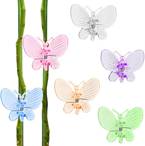 ZEFISON Schmetterlings-Orchideenklammern, Pflanzenclips, zur Unterstützung von Blumen, Orchideen, Ranken, verschiedene Farben, 30 Stück