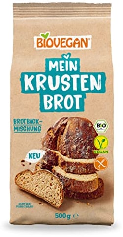 Biovegan Mein Krustenbrot, glutenfreie Brotbackmischung für knuspriges und frisches Brot, einfache und vegane Bio Backmischung, 6x 500g