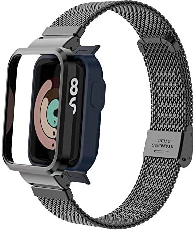 T-BLUER Bracelet de montre en acier inoxydable pour montre Redmi Watch Lite Fitness Tracker Compatible avec Xiaomi Mi Watch Lite, 205 millimètres