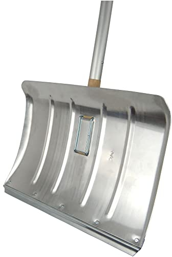 SHW-FIRE | Schneeschieber 50 cm breit, robuster 130 cm Aluminiumstiel mit Kunststoffgriff, ergonomisches Design, mit Aluschutzkante, ideal für Schneeräumung & Winterarbeiten | Made in Germany