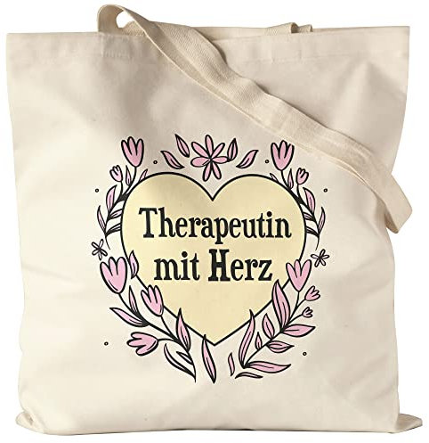 Hey!Print Therapeutin mit Herz Jutebeutel Stoffbeutel Canvas Geschenkidee Zum Danke Sagen Beste Therapeutin