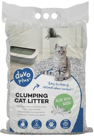 Klumpendes Katzenstreu mit Aloe Vera, 12 kg, absorbiert schnell, 100% Bentonit, EIN sehr feines und natürliches Granulat, 99,5% staubfrei, für saubere Pfoten, neutralisiert schlechte Gerüche