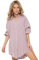 SASSYCLASSY Oversize Musselin Bluse Damen Langarm - Oversized Freizeit Look - Hemdbluse lang aus Baumwolle mit V Ausschnitt - Long-Bluse One Size (Gr. 36-48) Puderrosa