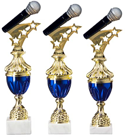 eberin · Mikrofon Pokal · Pokal Gesang · Mikrofon als Pokal · Musik Trophäe · Künstler Pokal · Musik · Musikschule · Singen · Ehrenpreis · Pokal · Trophäe · Award · mit Gravurwunsch · 3 Größen