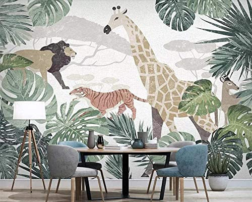 Papier Peint Mural 3D - Animaux De Dessin Animé De La Forêt - Papier Peint Amovible Auto-Adhésif Grand Papier Peint Décoller Et Coller Décor À La Maison Pour Chambre À Coucher Intérieur Et Fond Tv Ar