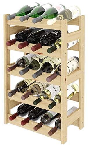 LENMAR, Portabottiglie di Vino, Cantinetta in Legno, naturale, RW-1-20, 70x43x25 4 lettini per 20 bottiglie di vino, portabottiglie in legno naturale, scaffale per vini, porta bottiglie di vino