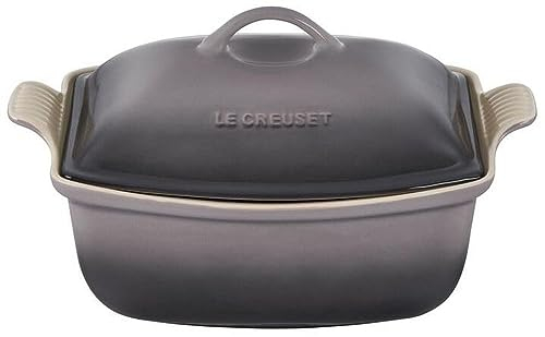 Le Creuset Heritage Stoneware - Horno profundo con tapa, 4.5 cuartos de galón, ostra