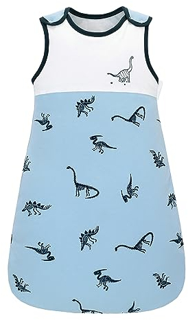 Winterschlafsack Baby mit Reißverschluss Baumwolle Winter 2.5 TOG Babyschlafsack ärmellos Warmer Kinder Schlafsack 0-18 Monate (Skelett-Dinosaurier, S)