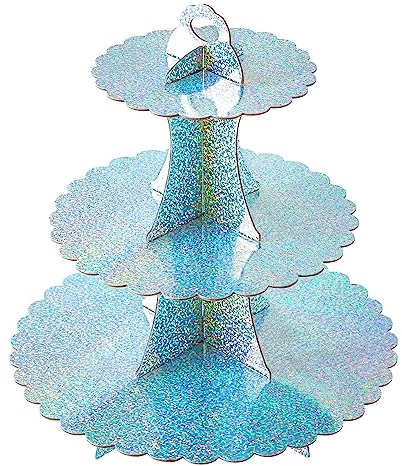 Soleebee Tortenständer aus Karton, 3 Etagen Cupcake Ständer Dessert Turm Halter Muffinständer Partyzubehör für Geburtstag Hochzeit Party Kuchen Torten Brötchen Etagere (1 Stück, Bling AB-Farbe)