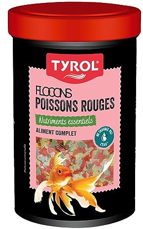 Tyrol | Flocons pour poissons rouges | Nourriture Poisson Rouge | Aliment Complet à base de Nutriments Essentiels | Céréales et Extraits de Protéines Végétales | 200 g | 1000 ml
