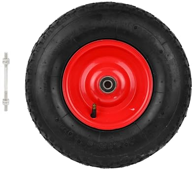 Roue de brouette gonflable 4.80/4.00-8 charge 100 kg jante acier 390 mm pneu renforcé roulement à billes pour chariot transport jardin chantier montage facile avec axe
