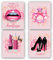 ZOQIPQO Modischer Make-up-Kunstdruck, Gemälde für Frauen, Geschenke, Poster, Bilder, Frauen-Make-up, Wandkunst, High Heels, Schuhe, Parfüm, Leinwanddrucke, Set mit 4 Stück, 20,3 x 25,4 cm, ungerahmt