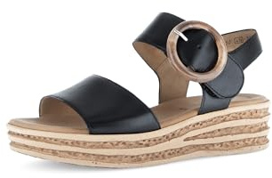 Gabor Damen Plateausandalen | Frauen Sandalen | Best Fitting | Strandschuhe | Plateausandaletten | Dicke Sohle | bequem | schwarz (Natur) | 40 EU - 6.5 UK