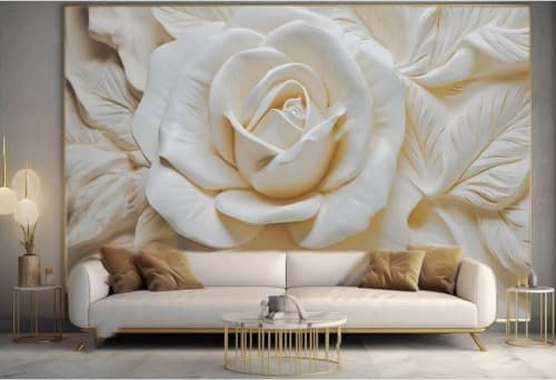 Papier Peint Panoramique Tropical Paysage Motif Chinois Tapisserie Murale 3D Relief De Roses Blanches Salon Chambre Adulte Enfant Zen Poster Geant Mural