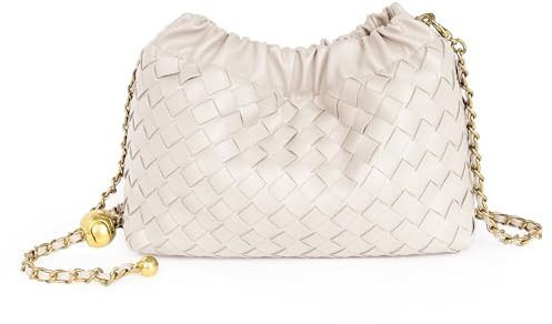 Joryin Trendy Dumpling Damen Crossbody Bag - Evening Clutch Hobo Cloud Purse, Gewebtes Leder, weiches Pfirsich