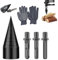 Festberg Bohrer Holzspalter Set,Holzspaltbohrer 32mm/42mm/50mm konischer Spalter mit 3Pcs Bohrergriffe Brennholzspalter Bohrer Stahl konischer Bohrer,kompatibel mit Bohrmaschine,42mm Set