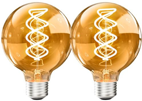 CREATESTAR Edison Vintage Glühbirne E27, 4W Dimmbare Glühbirnen, E27 Base Braunglasveredelung Retro Leuchtmittel 2700K, G80 LED Vintage Lampe für Nostalgie Industrial Bar Beleuchtung -2 Stücks
