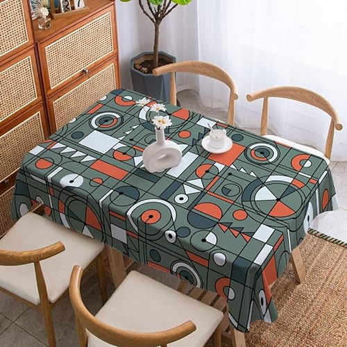 Tischdecke Weihnachten Dunkelgrüne Geometrie Pflegeleicht Mit Saum, Tischtuch Tisch Decke Abwaschbar Und Bügelfrei, Abwaschbar Schmutzabweisend 140 X 200 cm