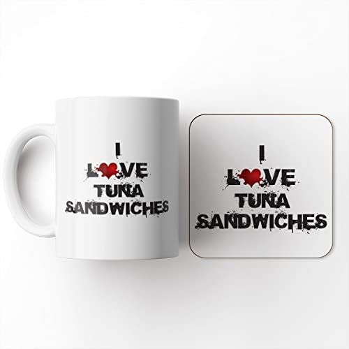 The Victorian Printing Co - I Love Food - Tuna Sandwiches - Mug and Coaster Set, Ceramic, 11 fl. oz.