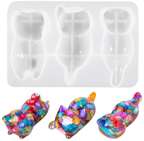 Nifocc Moules en résine époxy en forme de chat - Porte-stylo - Moule en silicone 3D - Moule en cristal - Pour bricolage, porte-pinceaux, bijoux, bricolage