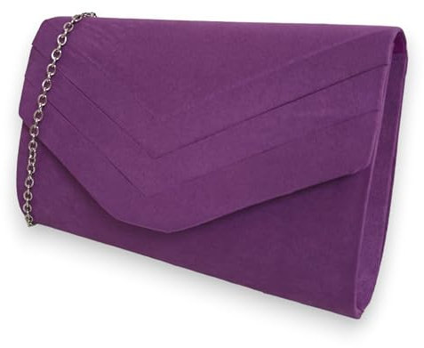 fi9 Women's Stylish Suede Envelop Style Bridal Wedding Evening Clutch Party Purse Hand Bag (Purple)