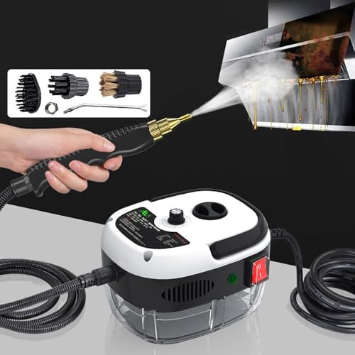 Handdampfreiniger, 2500W Mehrzweck Hochdruck Tragbarer Dampfreiniger mit 6 Geschwindigkeiten Einstellbar und 3 Arten von Düsen, Entfernen von Tapeten, Boden, Teppich, Sofa, Polstermöbel, Auto, Fliesen