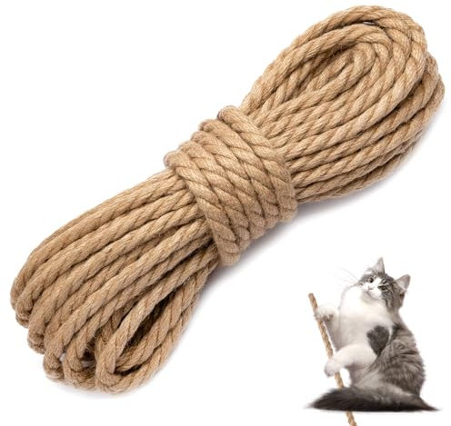 1 pezzi corda canapa,6mm X 15m Corda di Sisal naturale,corda per tiragraffi,corda tiragraffi per gatti,per sostituzione gatto Scratch Pilastro