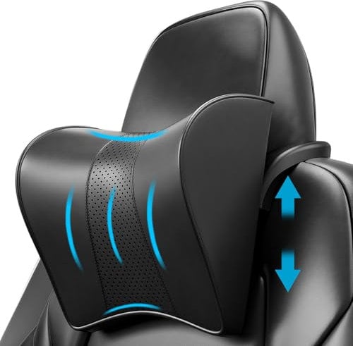 Aipwerer Kopfstütze Auto für Tesla Model 3/Y, Nackenstütze Auto 100% Memory Foam Bequemes Reisefeeling, Nackenkissen Höhenverstellbar Abnehmbare, Kopfstützkissen für Erwachsene Reise