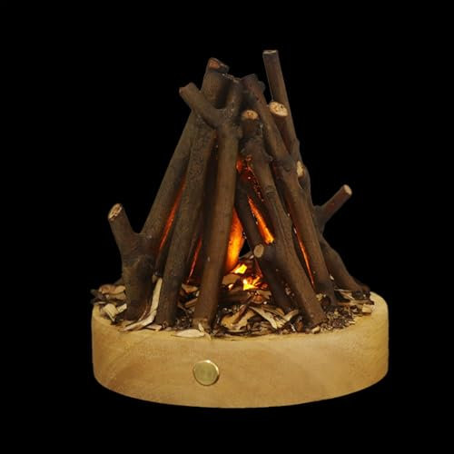 Fire Lamp, Fake Campfire Night Light Touch Control, 3 Modes Adjustable, Pretend Campfire LED Fake Fire Pit Firewood Lamp for Bar Home Table Centerpiece, Christmas Decorations