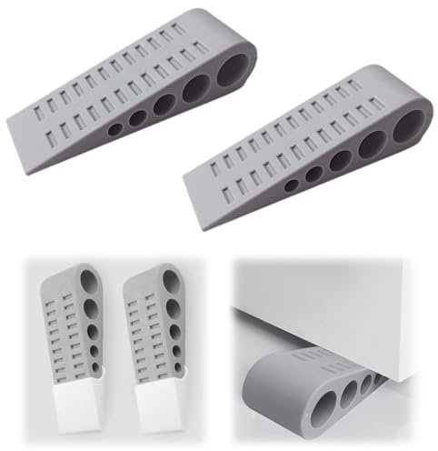 2 fermaporta a cuneo antiscivolo, fermaporta per pavimento, fermaporta in gomma, cuneo in gomma, per bagno, camera da letto, cucina, ufficio (grigio chiaro)
