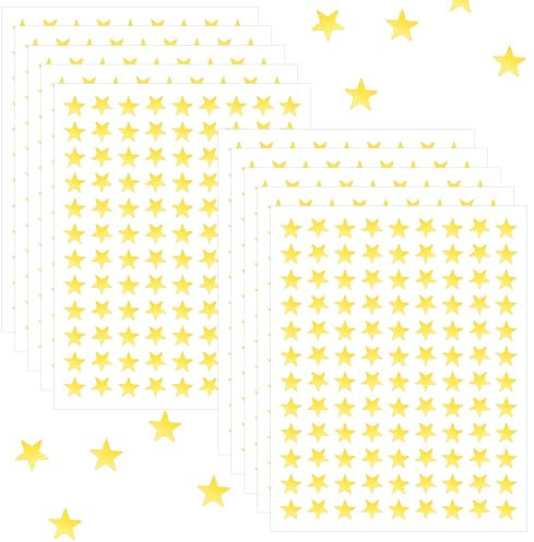 Yuanchu 5440 Stück/50 Blätter Stern-Aufkleber, 8mm Kleine Goldfolie Sticker Sterne Selbstklebende Aufkleber Sterne Belohnungssticker für Kinder Lehrer Studenten Scrapbooking DIY-Grußkarten