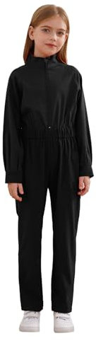 Eandarui Rallyekombi Overall Kinder Junge Mädchen Arbeits Jumpsuit Langarm Schutzanzug Arbeitsanzug Für 5-16 Jahre Schwarz 170