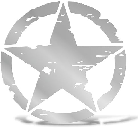 ERREINGE - Adesivo STELLA MILITARE US ARMY - Sticker prespaziato PVC | Decal compatibile per Auto, Moto, Scooter, Casco, Laptop, Camper, Cofano, Bici (Argento, cm 45)