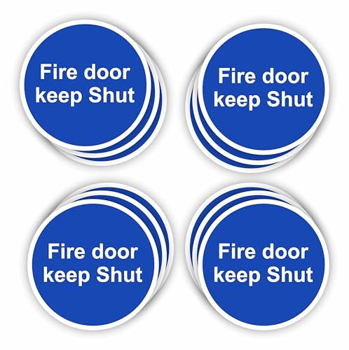 Conjured Fire Door Keep Shut Signs 12-Pack (Round Shaped) Self-Adhesive Signs/Vinyl Decal Stickers with Strong But Removeable Adhesive