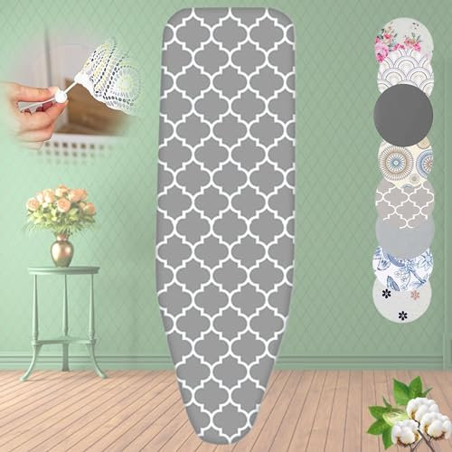 Heavy Duty Ironing Board Cover 128x40cm | Padded Replacement for Ironing Tables | Drawstring Tightening | Lantern Color | Fits Standard Sizes 120x47cm