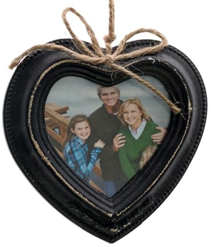 Grafelstein 6tlg. Hängebilderrahmen HERZ antik schwarz aus Holz in Herzform Hochzeit Gastgeschenk