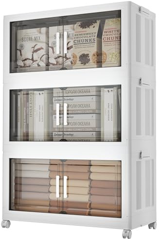 Naviconvex Aufbewahrungsbox mit Deckel, 3 Schichten 240L Aufbewahrungsboxen mit Deckel Groß, Stapelbare Kunststoffboxen mit Tür und Rollen, Klappboxen Faltbar, Kisten Aufbewahrung für Haus und Büro
