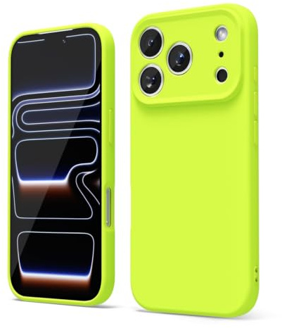 oakxco für iPhone 17 Pro Hülle Silikon Case mit Kameraschutz, Ultra Dünn Bunt Handyhülle Mädchen, Einfarbig Handy Hülle Slim Schutzhülle, Matt TPU Weich Gummi Glatt Silikonhülle Bumper, Neon Gelb