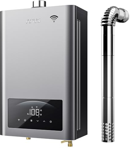 APUS Natural Gas Tankless Water Heater 140,000 BTU Indoor Installation Up to 6.8 GPM, Zero Cold Water for Technology Instant Hot Water on Demand, Smart Wi-Fi App Control