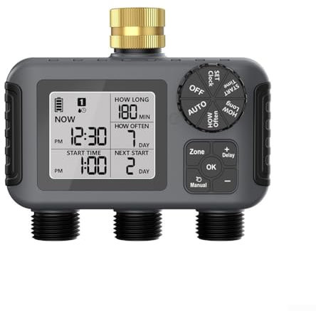 Minuteur d'arrosage automatique avec trois valves de contrôle et design convivial