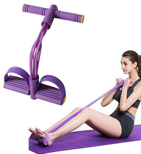 Multifunktions-Spannseil, 6-Rohr-Pedal-Widerstandsband, elastisches Zug-Yoga-Spannseil, für Bauch/Taille/Arm/Beindehnung, Schlankheitstraining (lila)