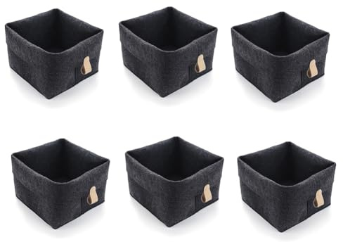 Aboiled 6Pcs Storage Cubes Felt Fabric Cube Storage Bins Storage Bins with Hanging Ring Foldable Cube Baskets Easy to Use