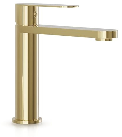 Bath Deluxe Tarnby Wasserhahn Bad – Waschtischarmatur 17,3 cm, Waschbeckenarmatur Messing Glänzend, Anti-Fingerprint & Einfache Montage, Gebürsteter Edelstahl, Modernes Dänisches Design